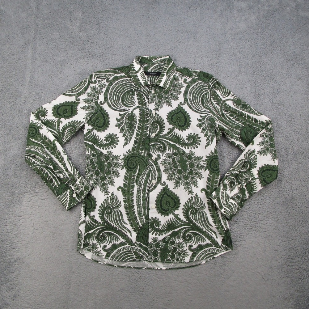 Givenchy Paris Mens Green Paisley Button Up Shirt Size 16 41 Cotton Portugal